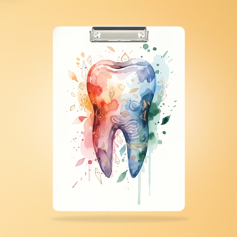 TEMU 1pc 2d Writing Pads Board A4 Size Clipboard Clips Cute A4 Size, Stylish Clipboard Folder, Tooth Design, For Nurses Teachers Doctor Office Use
