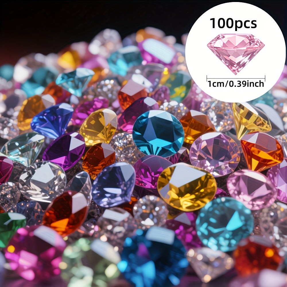 E-shop 100 Acryl-Diamantimitate, geeignet für Vasenfüller, Tafelaufsatz-Dekor, Kosmetikaufbewahrung, DIY-Diamanten, Acryl-Diamantkristalle,