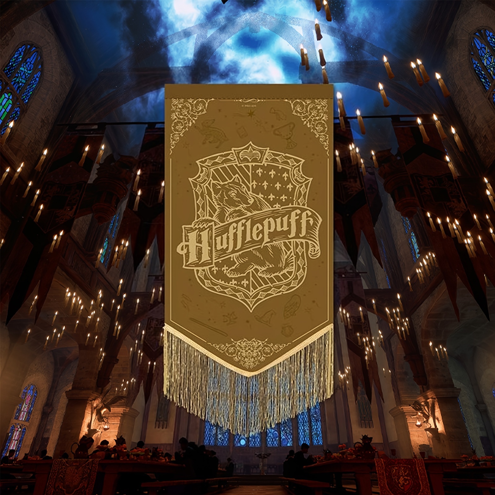 TEMU Vintage Hanging Flags - Banners (, Slytherin, Ravenclaw, Hufflepuff) With Vibrant Colors & Intricate Designs - Durable Indoor/outdoor Decor For