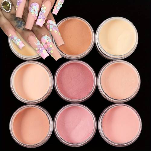 9pcs/Set Nude Acrylic Powder Nail Art Decoration Dipping Powder Pigment Professionals Supplies For Nail Extension Design