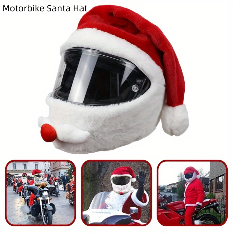 

Motorcycle Helmet - Santa Christmas Hat , Textile , For