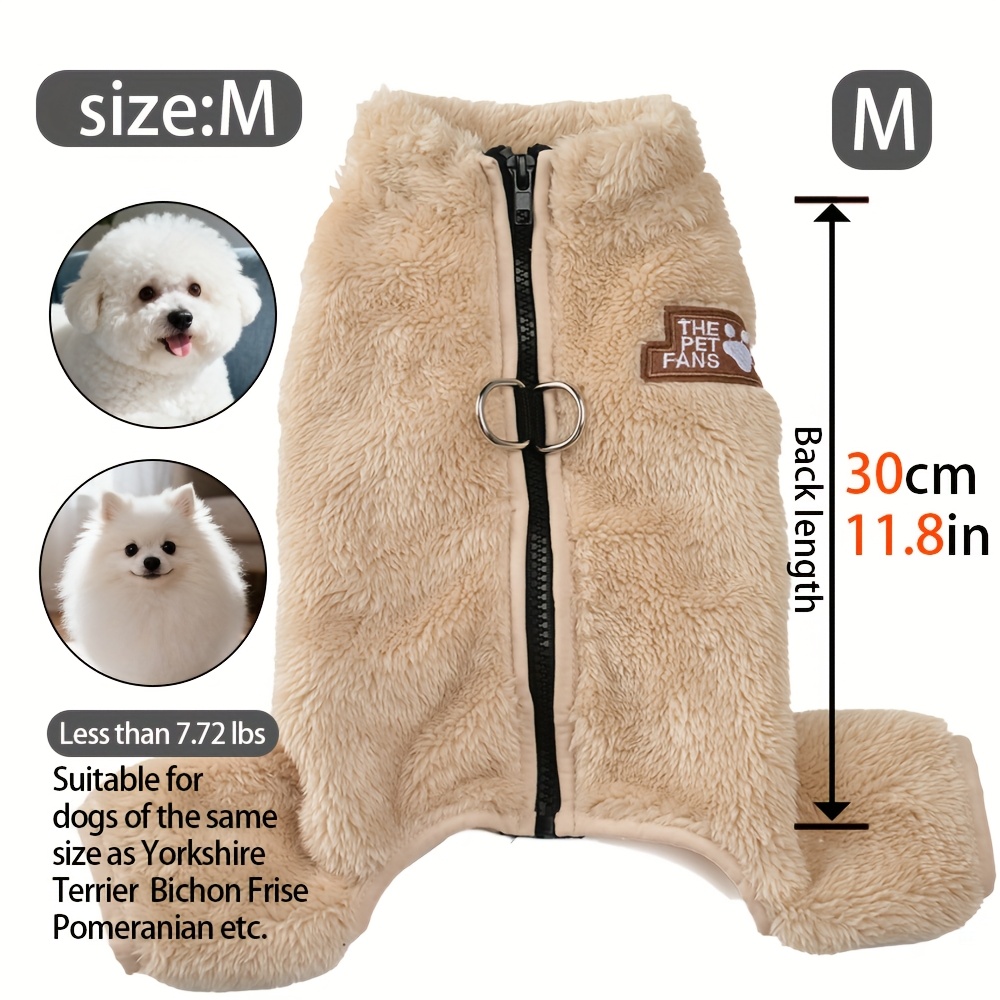 plush dog onesie sweater winter outfit with back zipper opening soft warm pet costume for small medium dogs   canine clothing   beige gray ideal for cold weather photoshoots dog winter coat plush material Product details 6