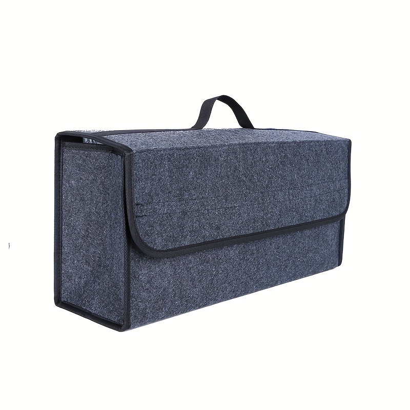 TEMU 1pc Folding Car Trunk Organizer, Portable Felt Cloth Storage Box, Interior Stowing Tidying Container Bag, Car Organizer