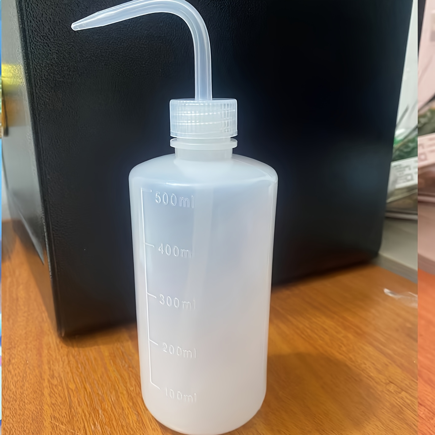 TEMU 1pc Plastic Squeeze Bottle With Curved Nozzle - Eyelash Serums, Makeup Application & Precision Cleaning - Durable Oval Design For Effortless