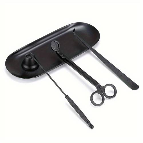 4in 1 black candle tools set candle wick trimmer candle wick snuffer candle wick stainless steel candle cover tools kit candle accessory set a must have for candle lovers and suitable for daily gifting