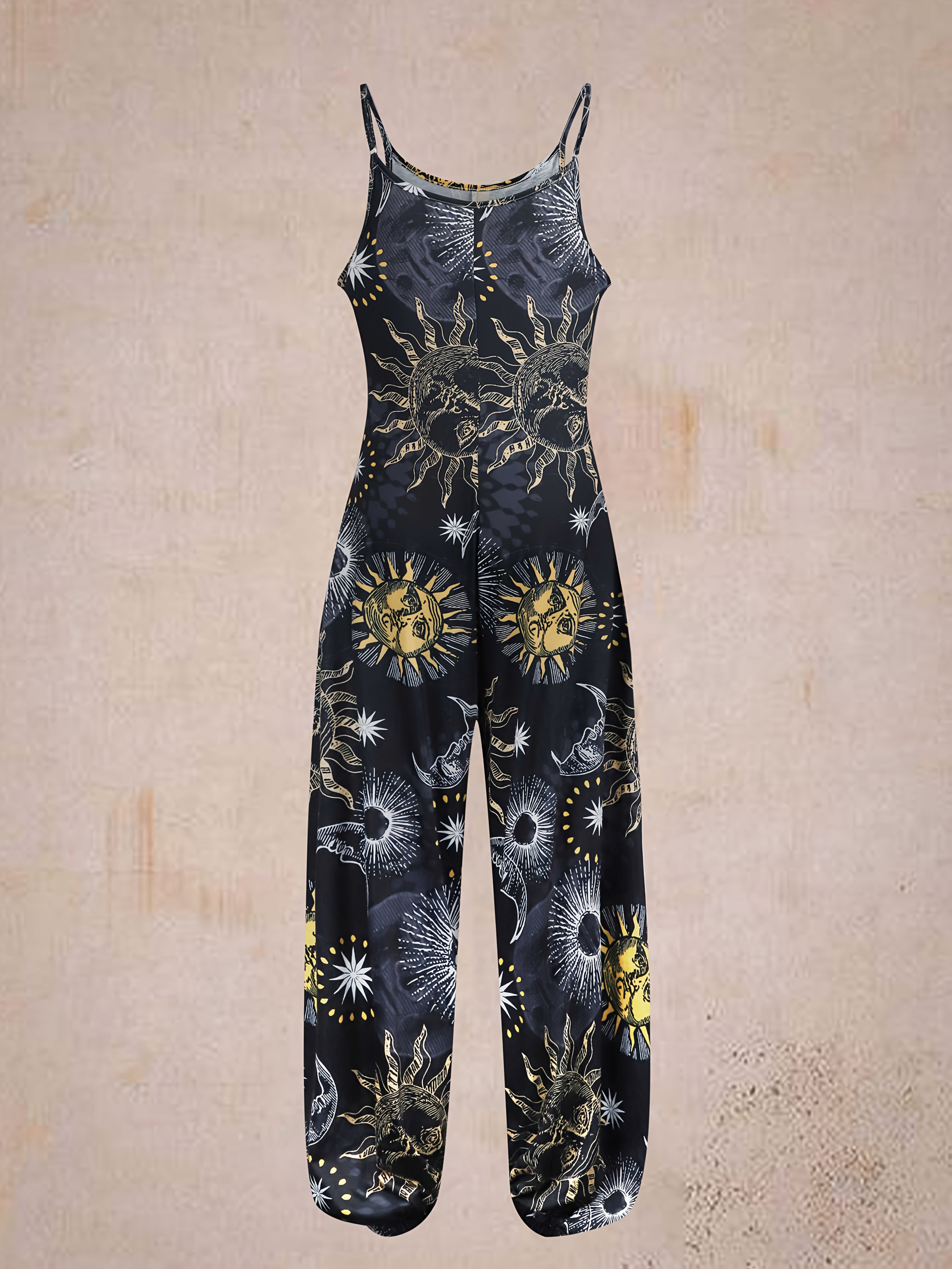 Womens Casual Elegant Jumpsuit Black Print