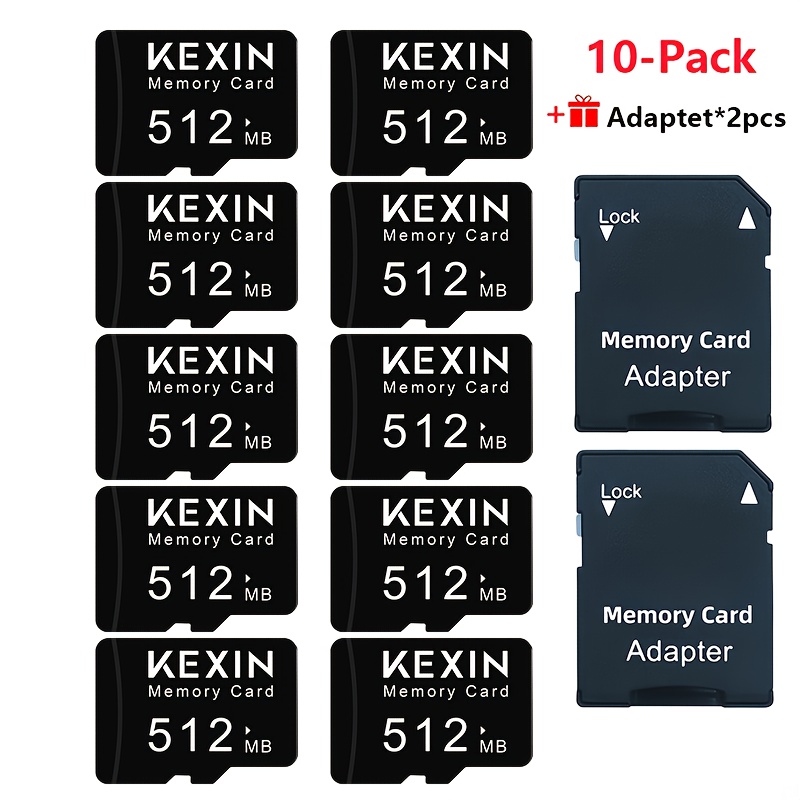 Temu – TEMU Kexin [10-pack]tf Cards 128mb Flash Memory Cards Transfer For Tablets, Smartphones, Dash Cameras, Cameras Includes 2 Adapters