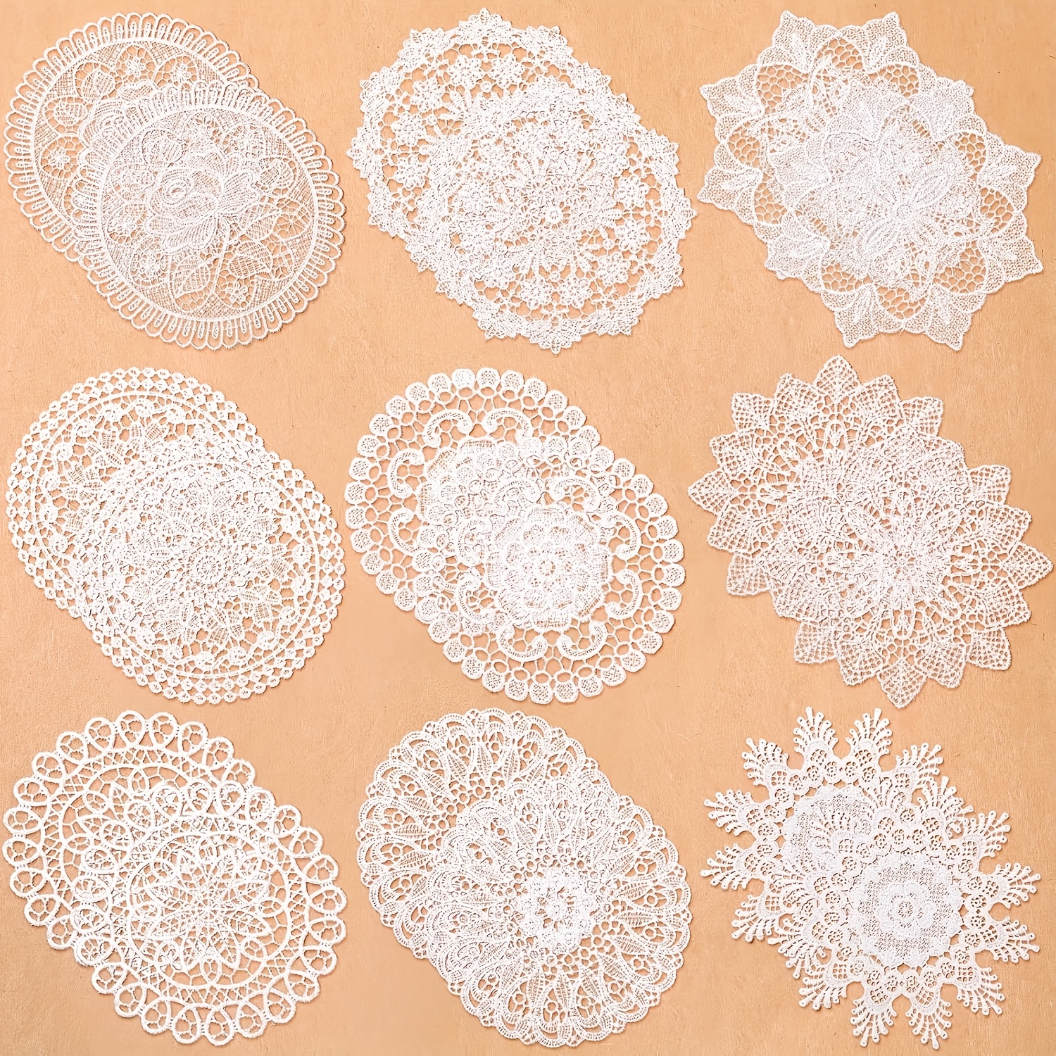 TEMU Set Of 18 White Round Embroidered Lace Coasters, Measuring 5.9 Inches, Featuring A , Vintage White Cup Mats, Heat-resistant Coffee Coasters,