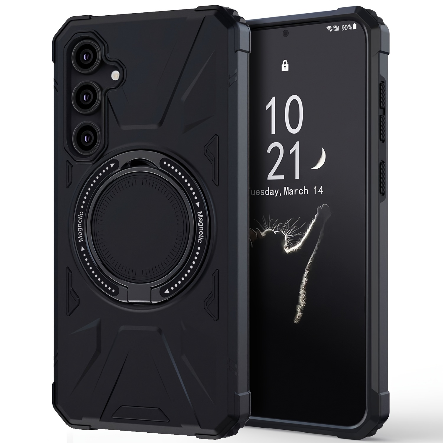 Compatible With Samsung GalaxyS24/S24+/S24 Plus/S24 Ultra 5G Hard Phone Case Shockproof Protection Magnetic Ring Kickstand Holder_voghion.com