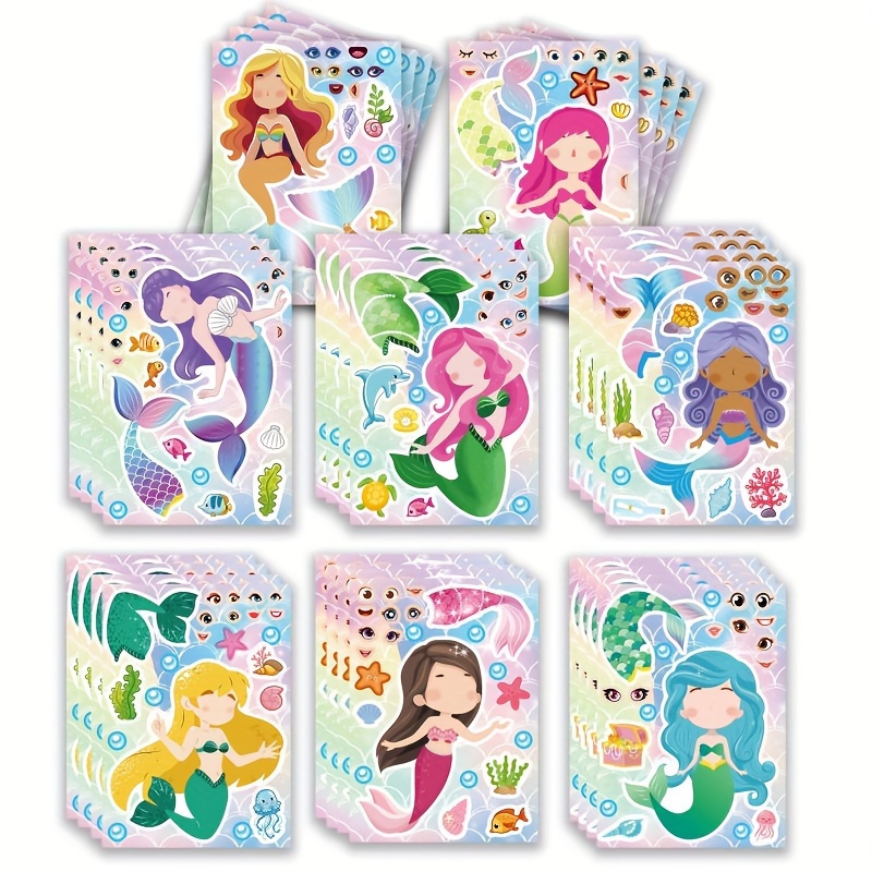 

16pcs Mermaid Diy Creative Stickers, Suitable For Computer Skateboard Suitcase Water Bottle Phone Case