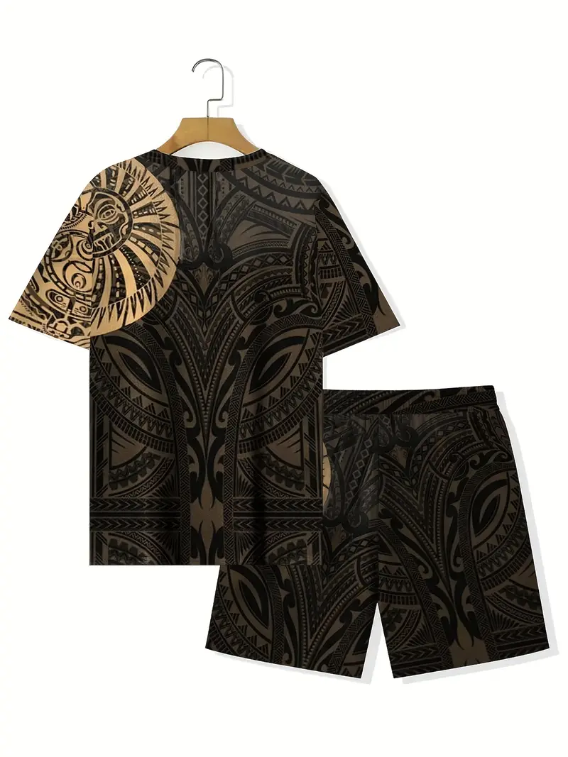 2 mens pattern summer outfit set mens t drawstring s details 0