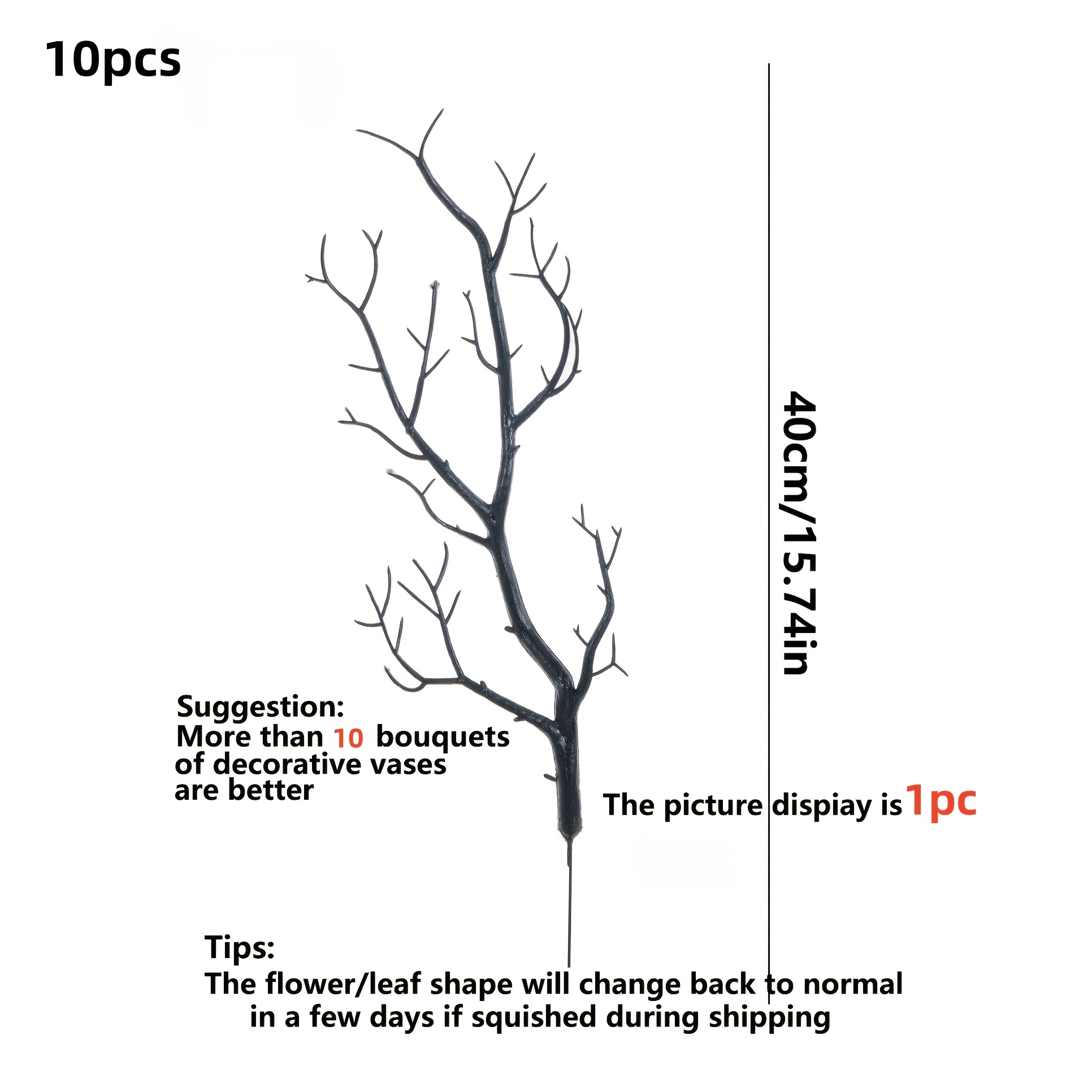 TEMU 10pcs Halloween Artificial Holiday Dead Branches, For Living Room, Bedroom, Kitchen, Bathroom, Hotel, Office Decoration With Vase Flower