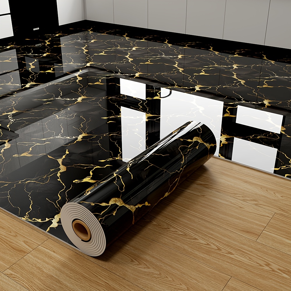 TEMU 1 Roll Extra Thick Marble Floor Sticker Wall Stickers - Self-adhesive Waterproof Removable Vinyl Panels, Peel And Stick Luxury Marble Design In