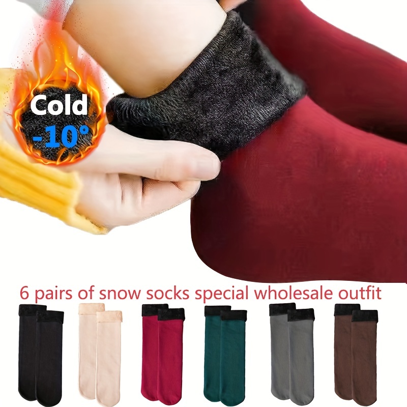 

6 Fleece-lined Mid- For Women, -heating, , , Knitted Polyester And , , And