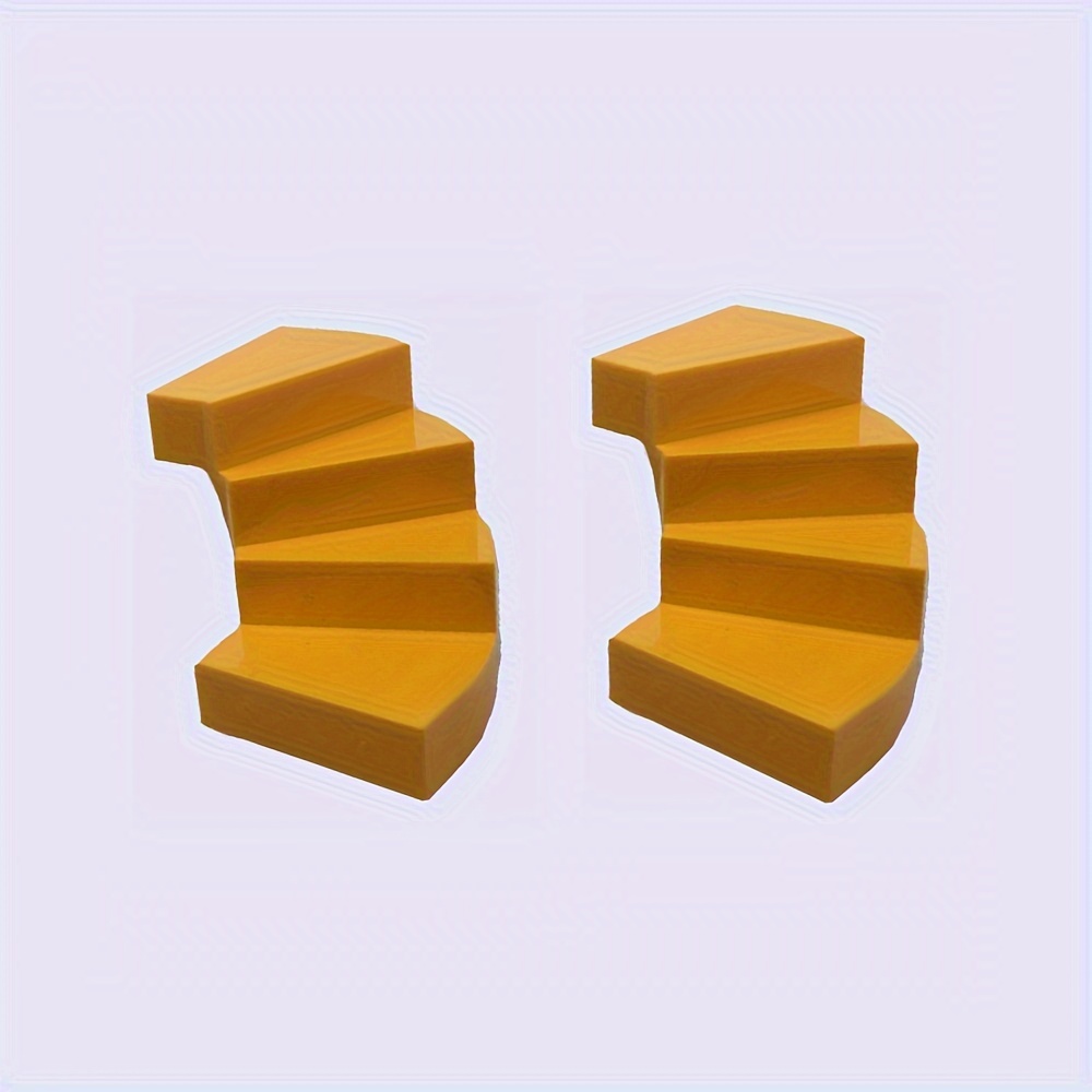 Image of Set Of 2 Building Block House With Rotating Stairs, Measuring 6x6x4, Perfect For Family Scenes, Ideal As A Christmas Or Birthday Present