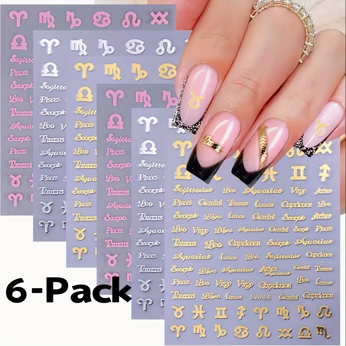 4 Sets Nagelaufkleber Mit Englischen Buchstaben & Zahlen – Holografisch, Selbstklebend, Für DIY-Nageldesign