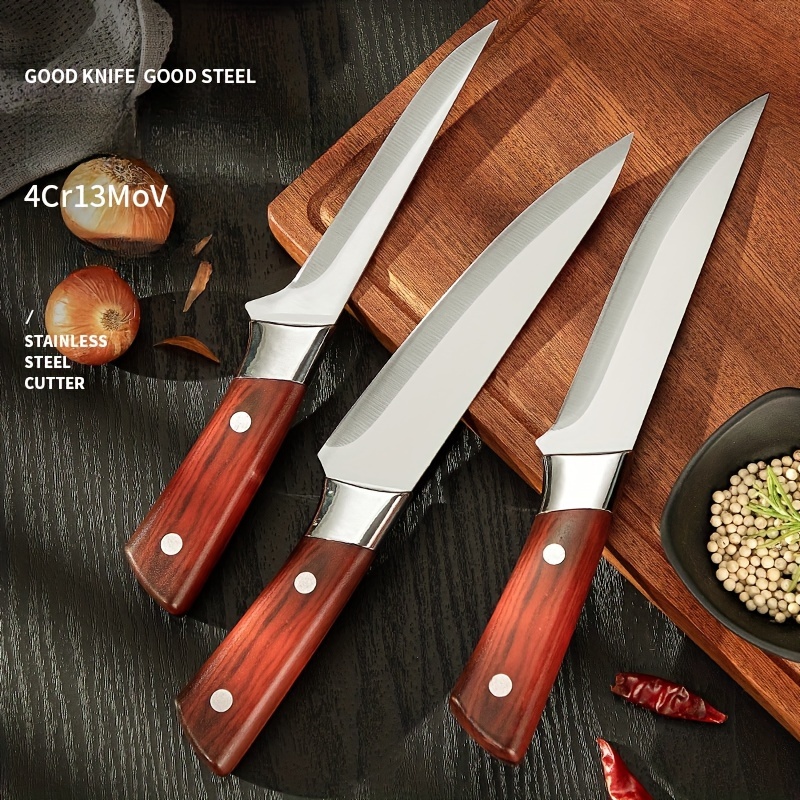 

1 Paring Knife With Imitation Wood Handle Home Sharp Chef's Knife Camping Steak Splitting Knife Meat Boning Knife Professional Thin Blade Knife