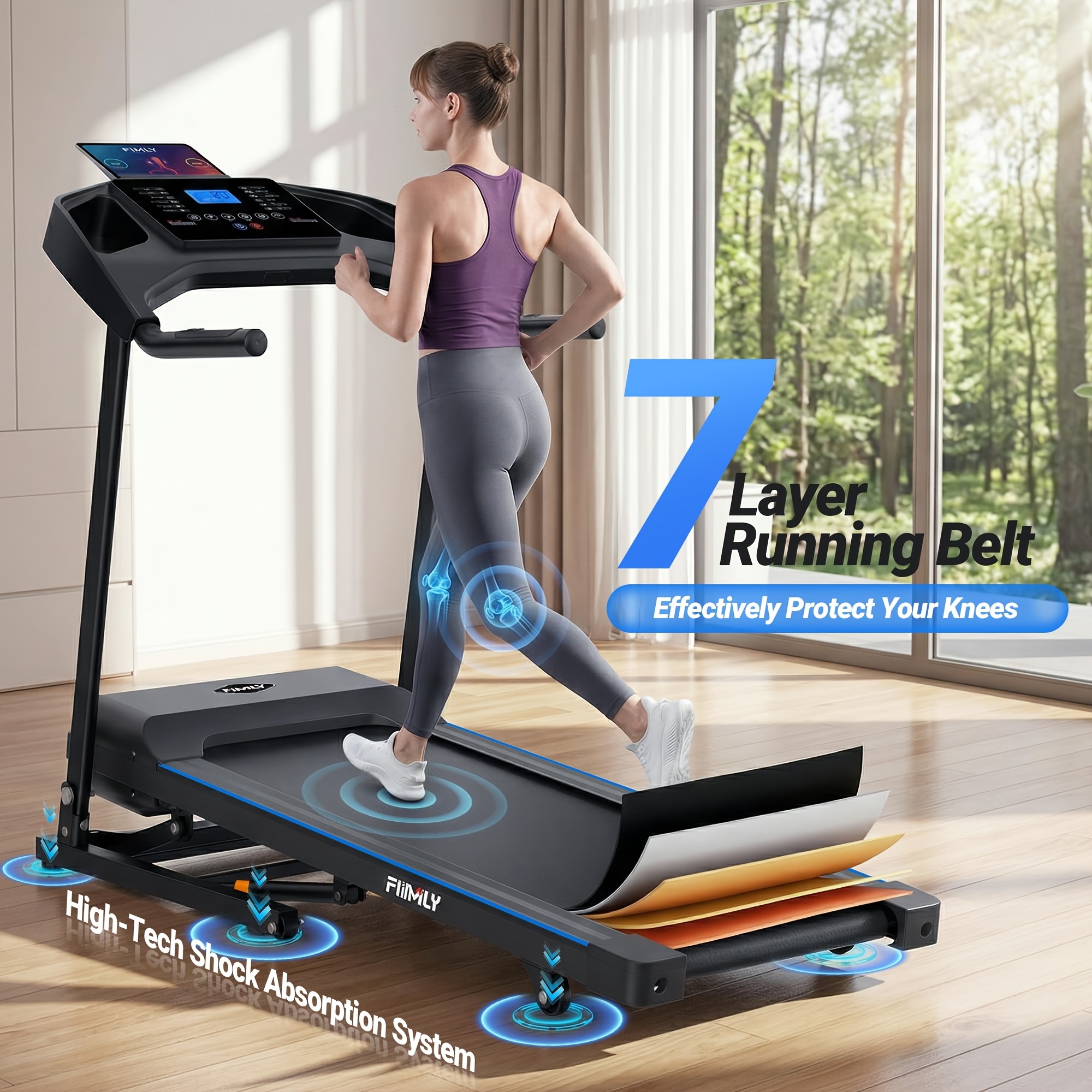 4.5   heavy duty folding treadmill for home, 400 lb weight capacity running machine with 20% auto incline,   monitor, advanced shock absorption & large led display Product details 4