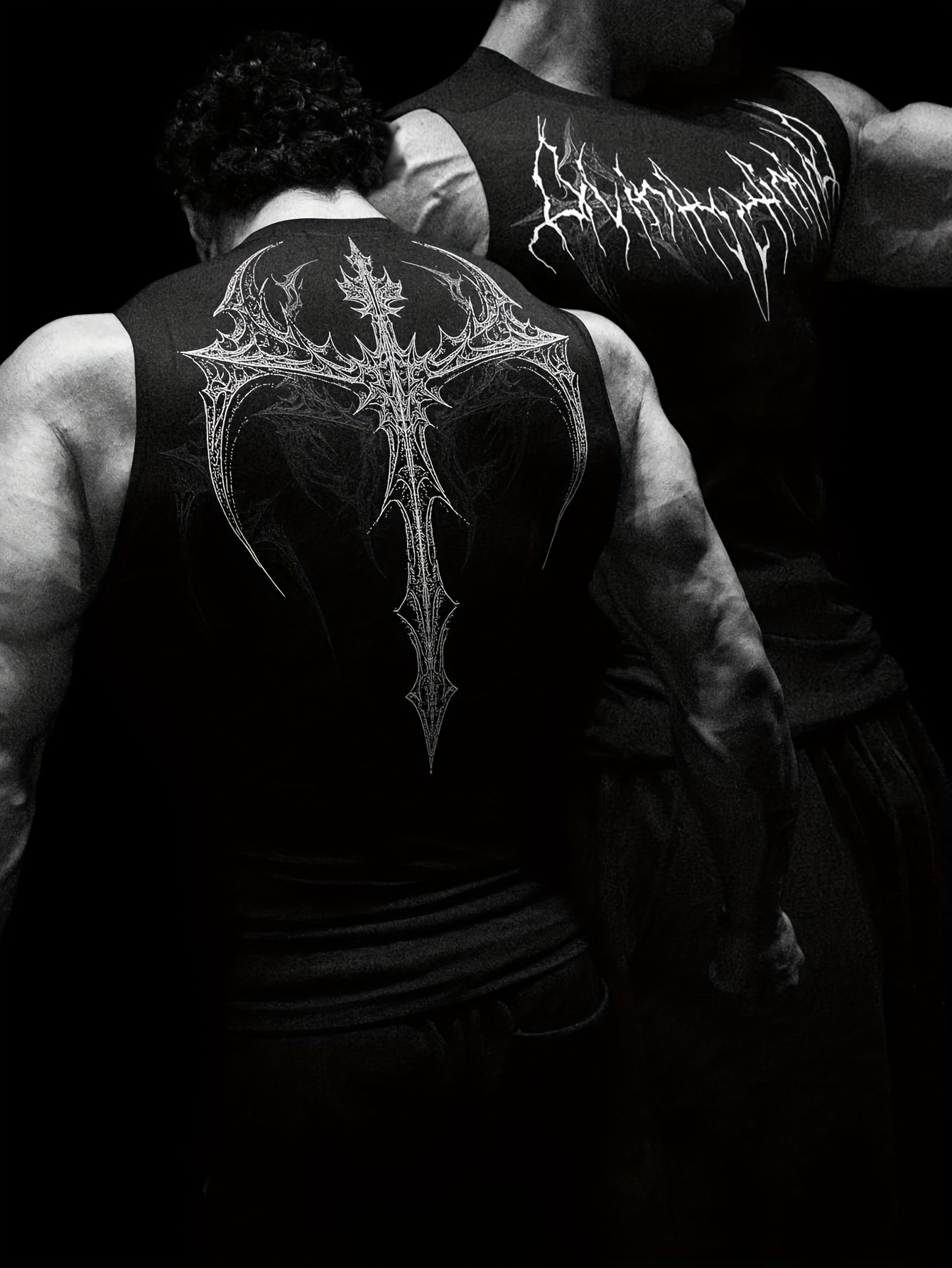 breathedivinity mens sleeveless muscle shirt high stretch quick dry athletic top with back chest muscle print gym running   breathable workout shirt for men ideal for fitness training casual wear gym apparel Product details 0