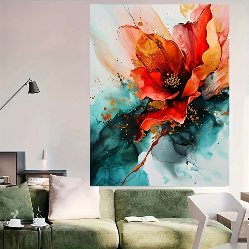 TEMU 100% Hand-painted Colorful Abstract Wall Art Decoration Canvas Wall Art Abstract Flower Painting Oil Painting Art Living Room Bedroom For Room