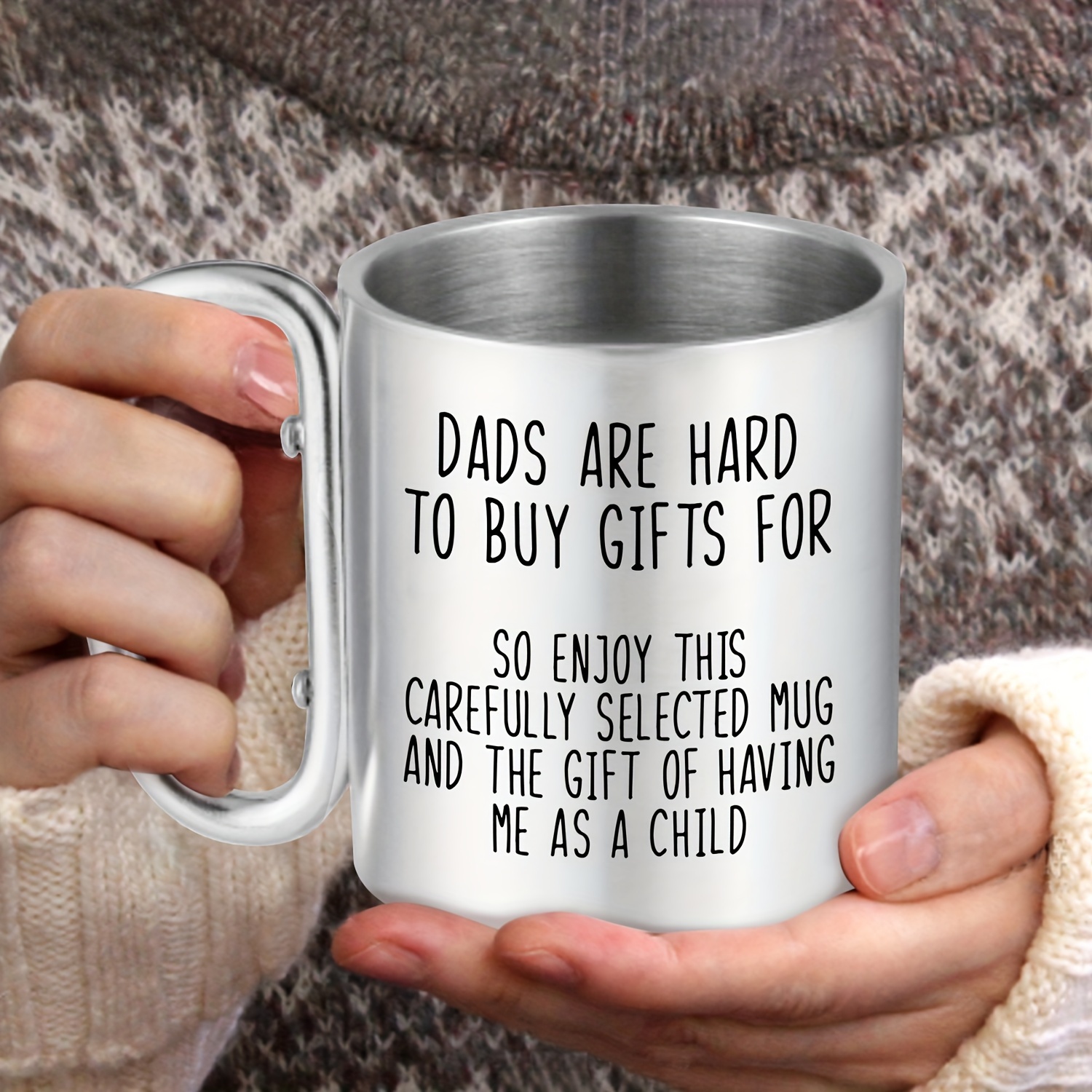 

Dad's 10oz Stainless Mug - Perfect Gift For Father's Day, Christmas & Birthdays From Daughter Or Son - , Anti-shatter Travel Cup With Handle