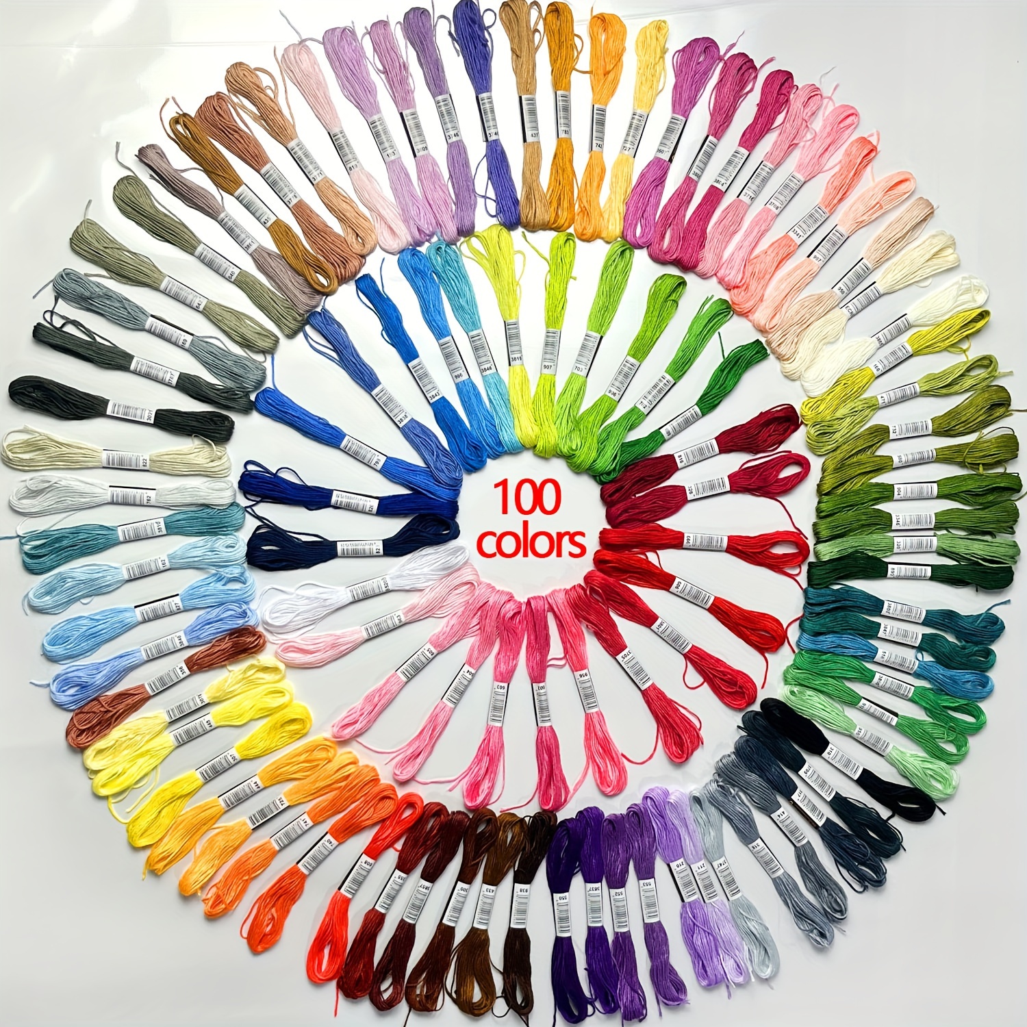 

24/50/100/447 Colors Premium Embroidery Floss Set, Polyester Cotton Blend, Smooth Durable Craft Thread For Cross-stitch, Sewing, Diy Handicrafts, Friendship Bracelets - Assorted Color Pack