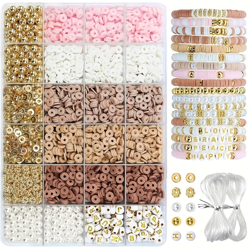 

Ensemble de perles en argile polymère de 1800 pièces/24 grilles pour la fabrication de bijoux pour bracelets d'amitié faits main et loisirs créatifs DIY