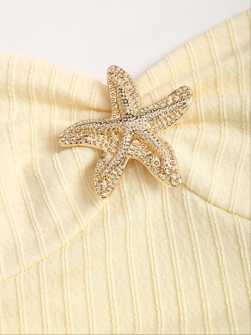 womens beach party vacation dress elegant neck with metallic accent layered ruffle hem lightweight yet a line mini machine washable by orchidlan resort wear design stylish detailing feminine fashion trendy women Product details 2