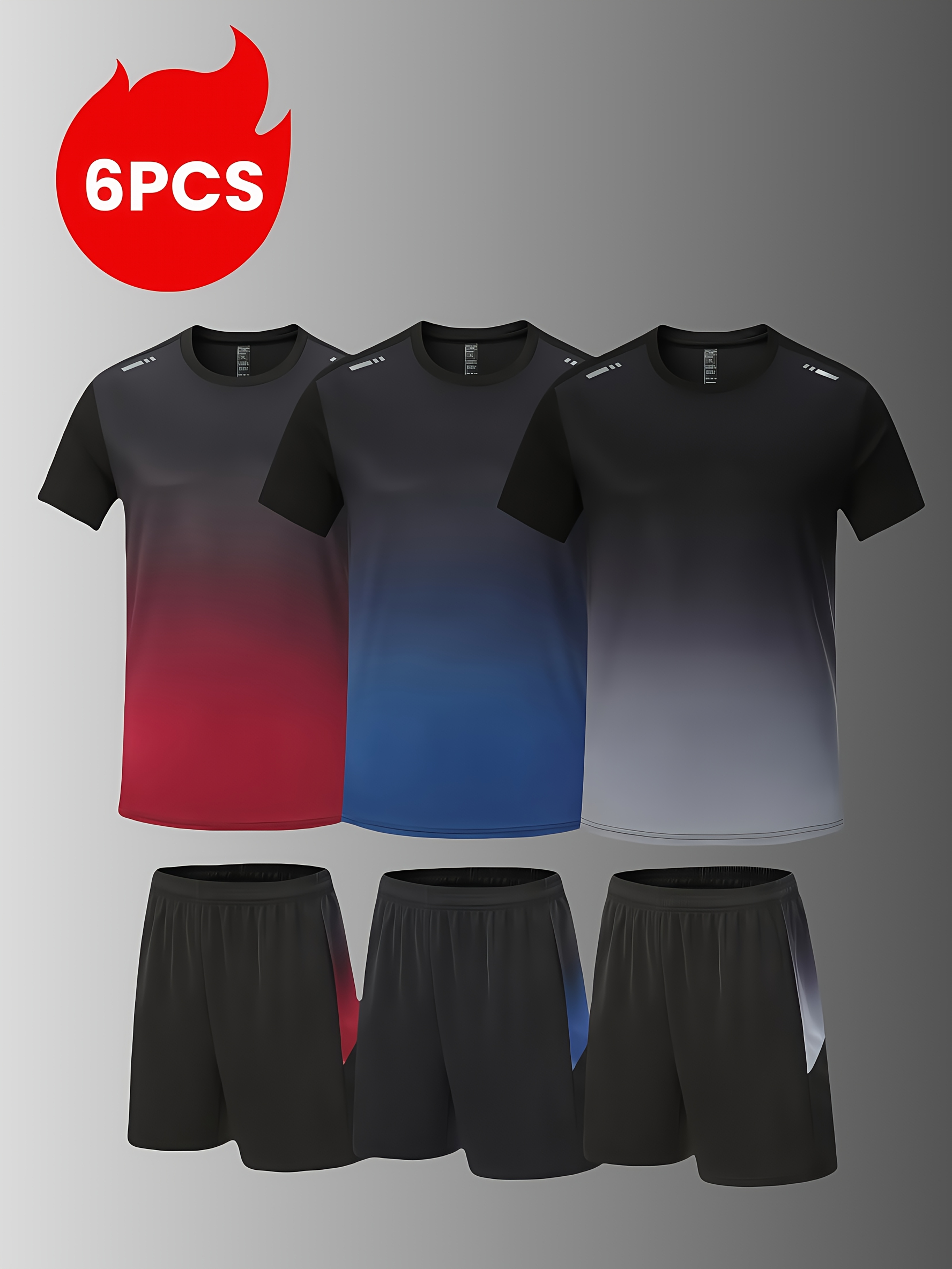 6pcs summer sports set mens   clothes breathable short sleeve ice   fiber fabric quick dry shirt quick dry breathable pocket shorts basketball football training outdoor   t shirt vest