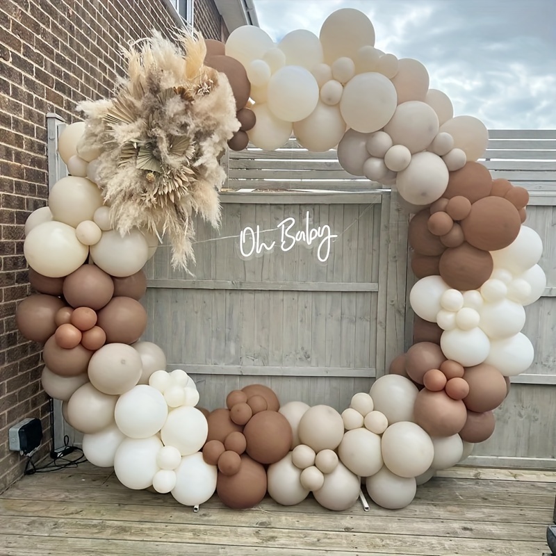 

140-piece Rustic Balloon Garland Kit - Coffee, Brown, Cream & Beige - Perfect For Weddings, Engagements, Birthdays, Baby Showers, Gender Reveals & More - Durable Latex Balloons