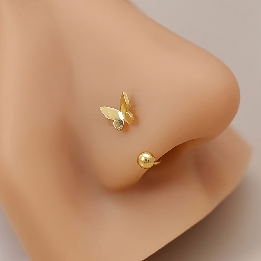 E-shop 1 Stück SENLANSP 316 Edelstahl C-förmiger Nasenpiercingring - Schmetterling Helix Ohr/Septum Piercer kompatibel für Frauen, Lippe, Ohrknorpel,