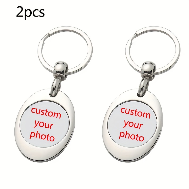TEMU [customized] 1/2pcs Personalized Customizable Single-sided Photo Keychain, Shopping Cart Token Keychain, Diy Handmade Souvenirs, Novelty Key