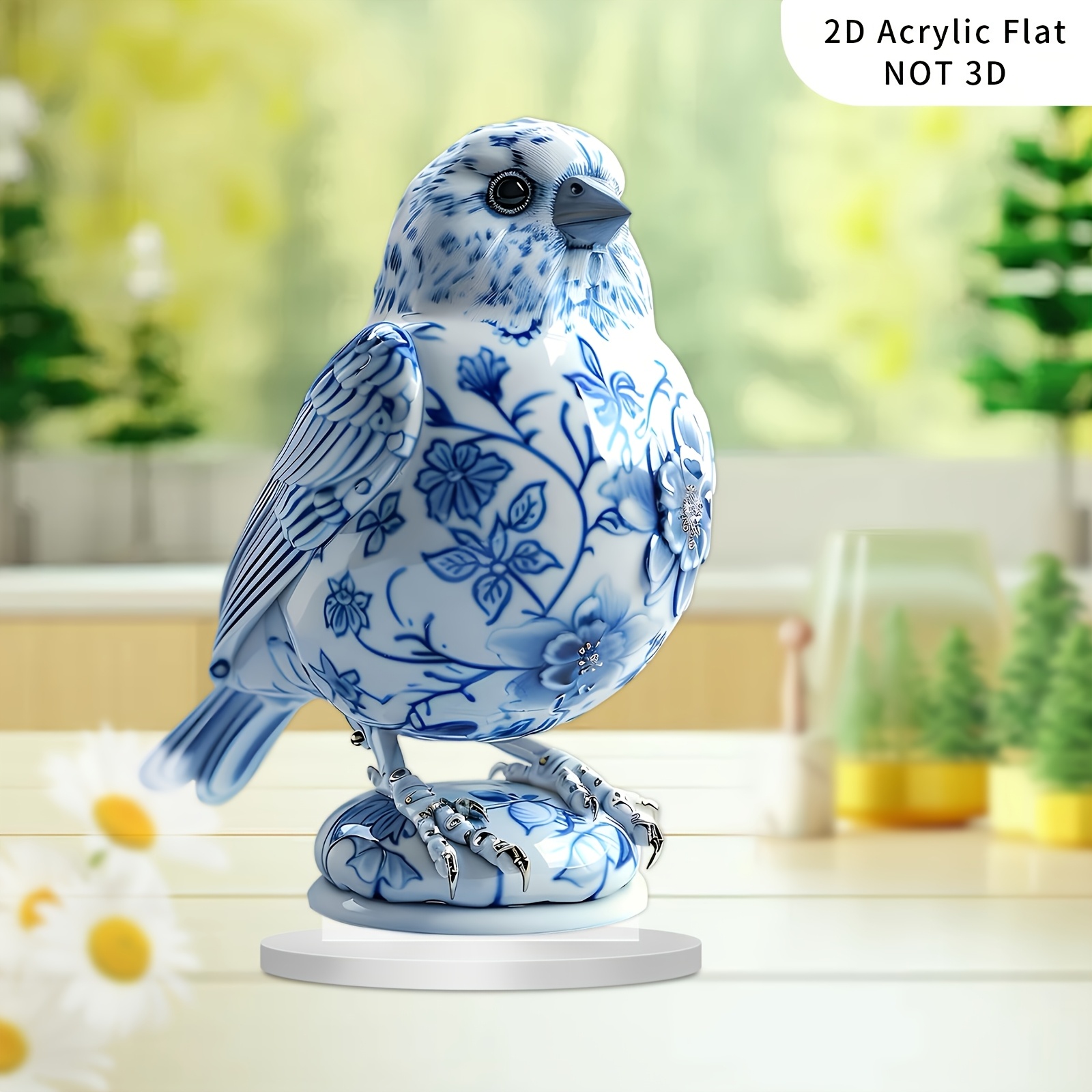 

Porcelain Bird Statue - Acrylic, Home, Office, Or Garden Decor With Built-