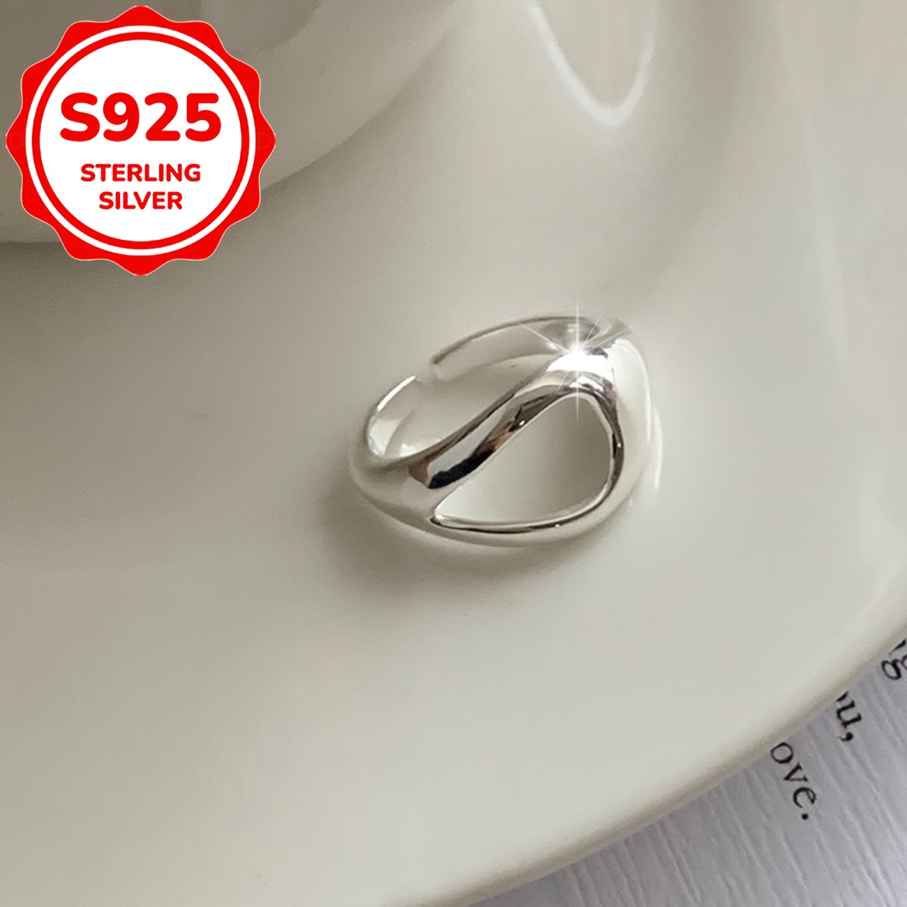 Women's S925 Silver Irregular Statement Ring, Gift for Her