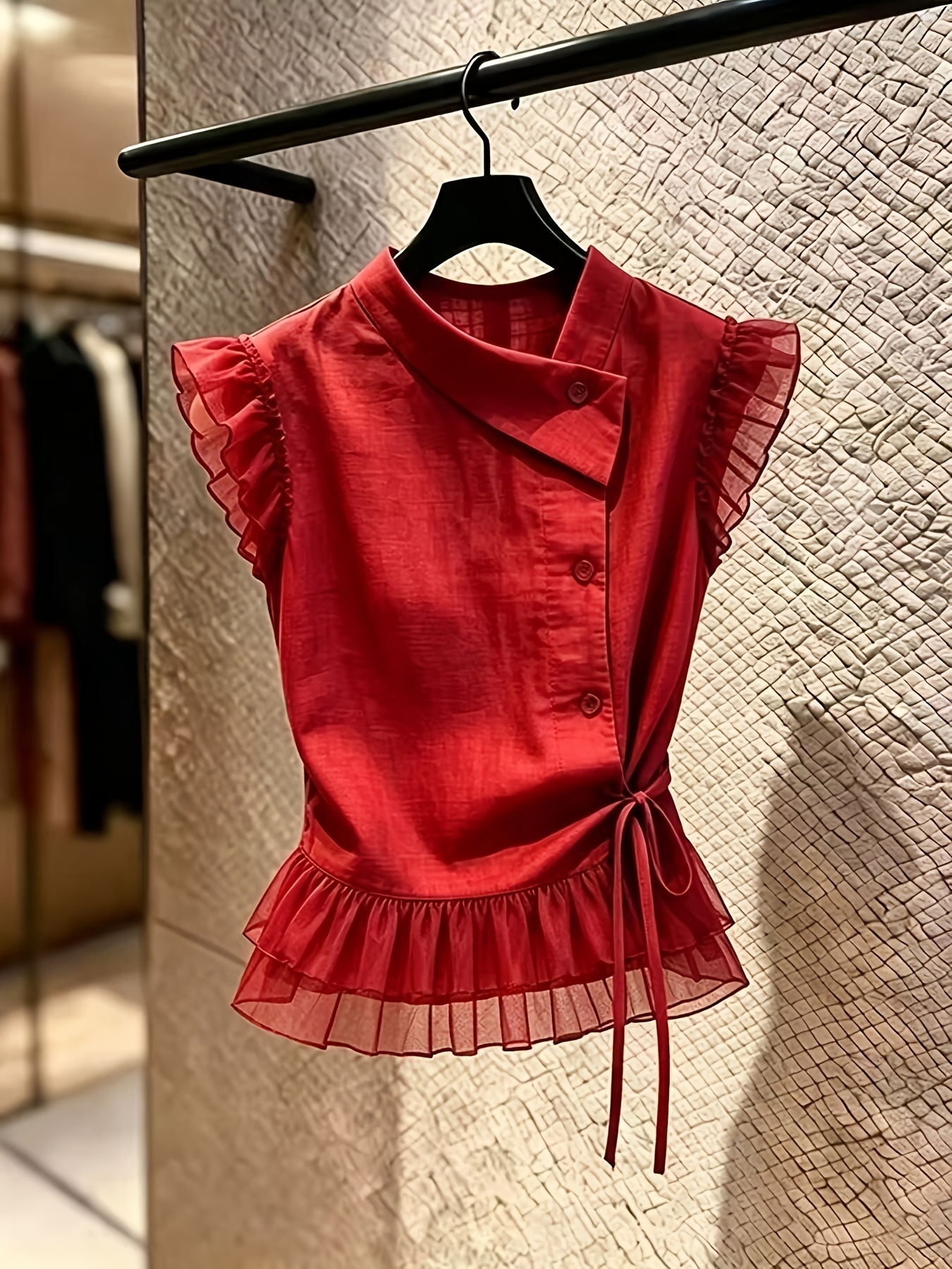 women red blouse sold on Temu United States