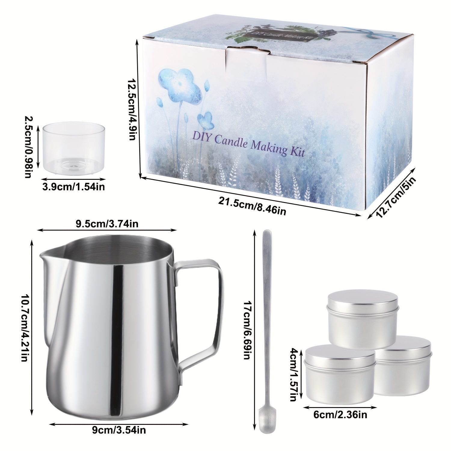 DIY Candle Making Kit with Soy Wax, Essential Oils, Colored Wax Blocks, Wicks, Stirring Spoon, Pouring Cup, and Storage Jar – Complete Begin