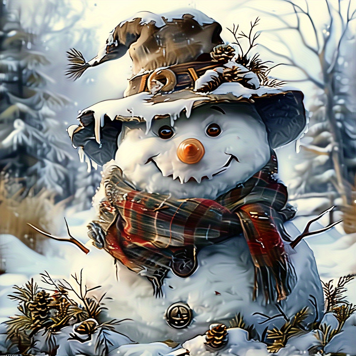 

Festive 5d Diy Snowman Diamond Painting Kit - 40x40cm/15.7x15.7in - Mosaic Art Gift - Christmas Decor - Acrylic (pmma) Material