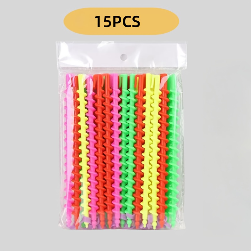 15pcs, Random Colors, Long Hair Spiral Curling Rods, Curling Tools, Diy Curling Rods