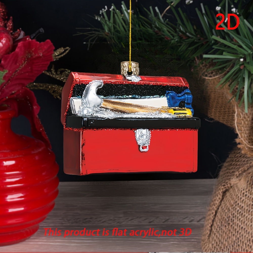 

1pc Acrylic Christmas Toolbox Ornament - 2d -themed Tree Decoration, Holiday & New Year Celebrations Holiday Decorations