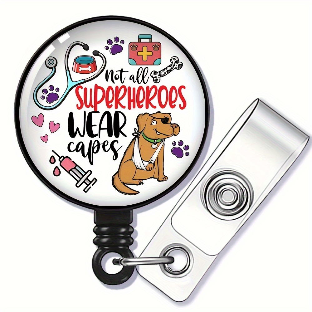 Hand Made Embroidery Name Badge Reel Retractable Cartoon Dog - Temu Canada