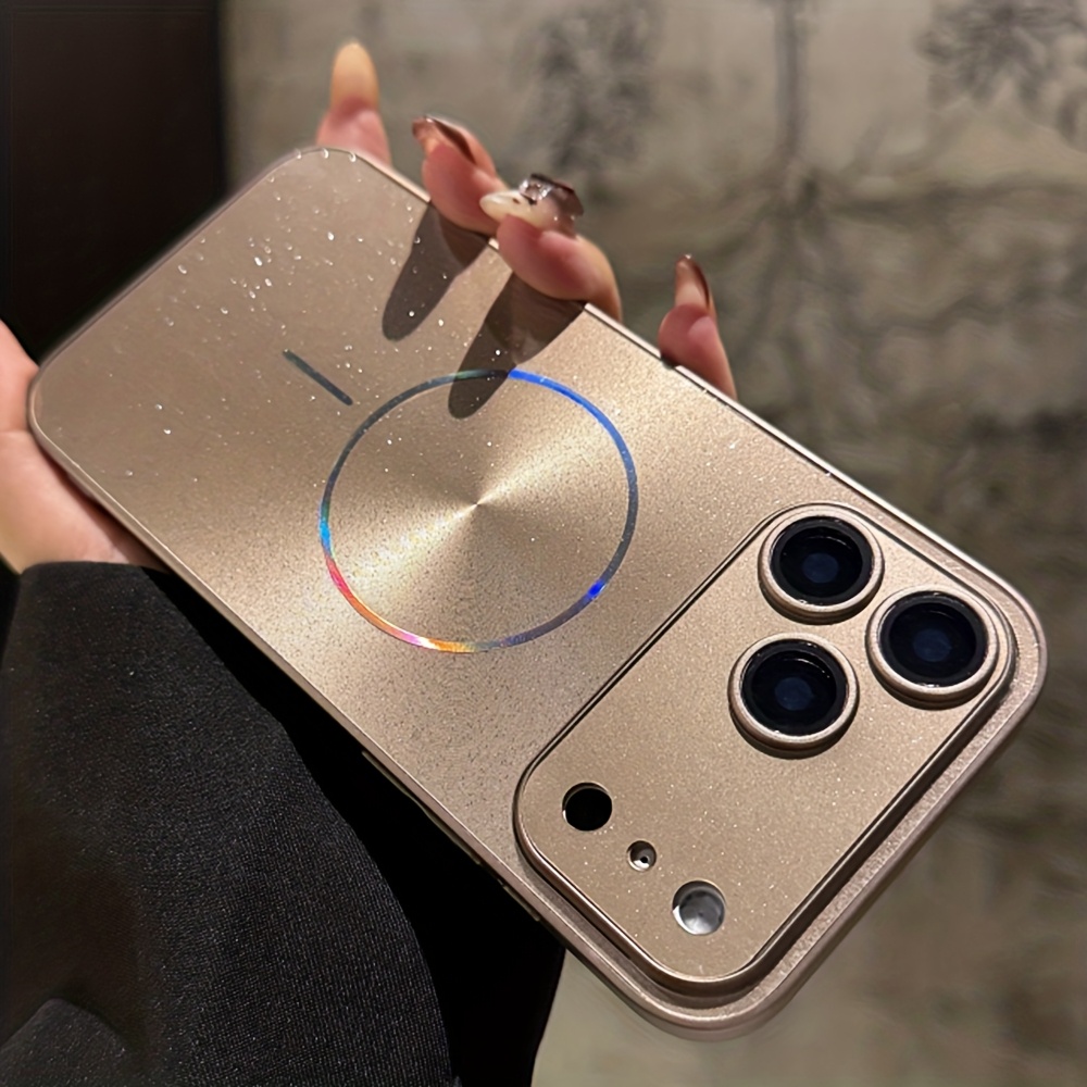 TEMU Phone Case: Luxury Glitter Glossy Cd Pattern Aurora For Magnetic Wireless Charge Slim Case For Iphone 17 Pro Max 17 Pro 17 16 Pro 15 Pro Max 15