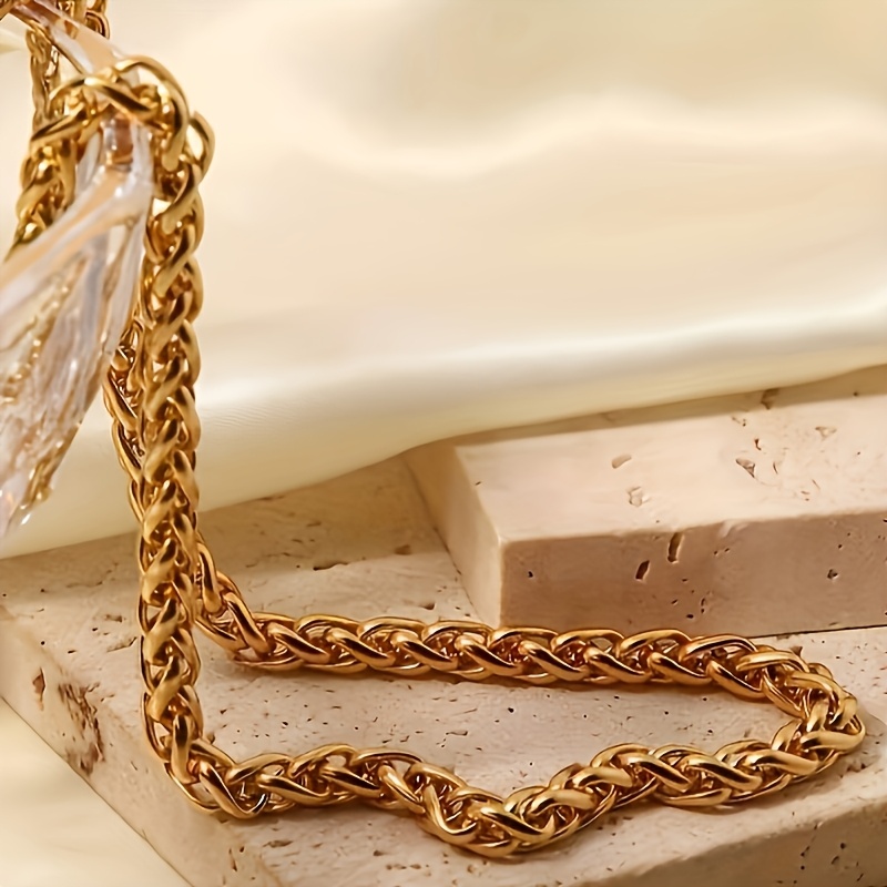 Men's Golden Stainless Steel Braided Chain Necklace