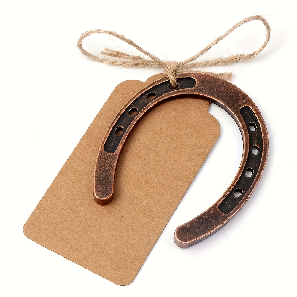 TEMU 2pcs Set, (1 Horseshoe (2.76x2. X 4mm) + 1 Card), Metal Mini Craft Horseshoe Decoration, Vintage Wedding Party Decoration, 4mm Thick Horseshoe