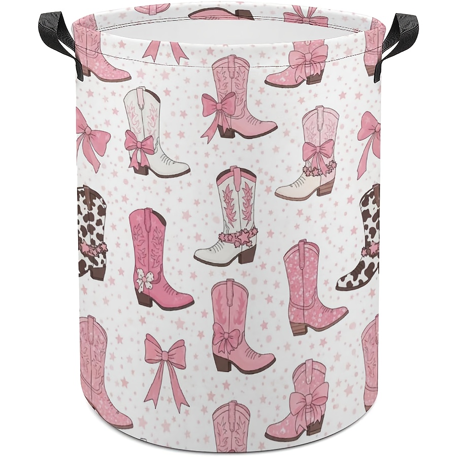 TEMU 1 Panier à Linge de Botte de Cowgirl - Panier Style Western avec Poignée, Organisateur de Vêtements Rond -Saleté, Idéal pour Chambre, Salle de