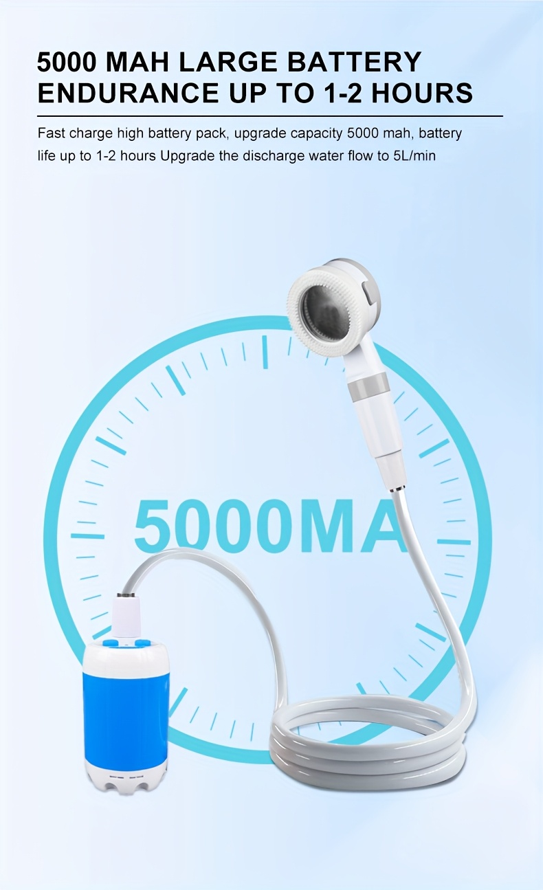 1 set portable shower camping travel shower rv garden handheld camping pump high quality ipx7 Product details 5