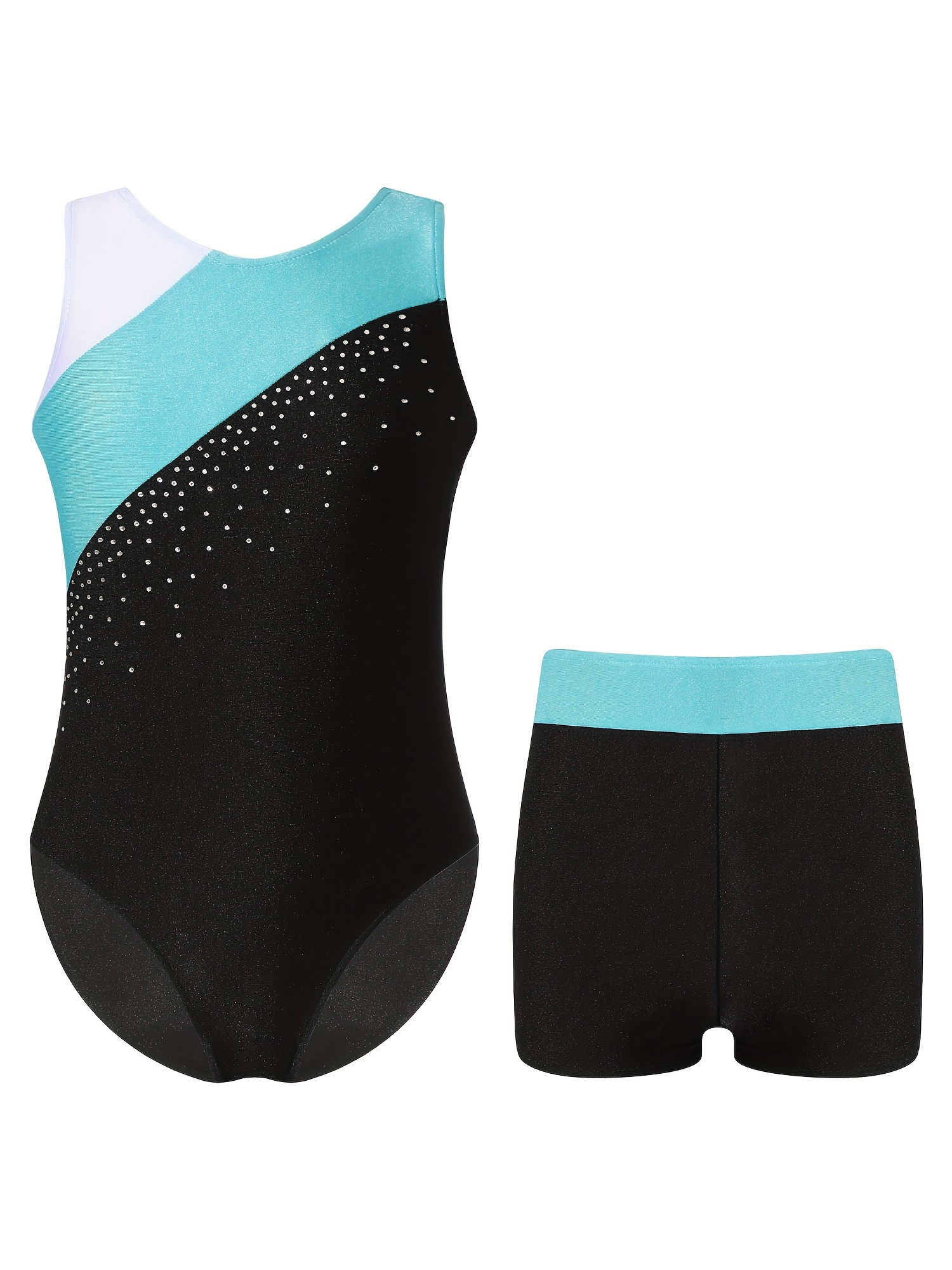 Girls Two piece Sleeveless Backless Color Block Leotard - Temu