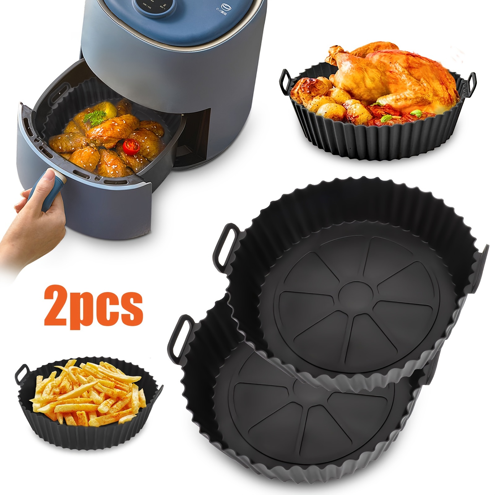 

2pcs Air Fryer Pads, Nonstick Silicone Pot Basket Liners, Oven Baking Tray Mat, For Restaurant Home Kitchen