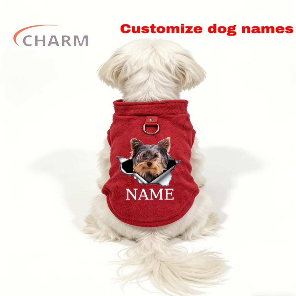 TEMU Chaleco de Lana para Perro con Collar y Anillo de Arnés Personalizado, Chaleco para Perros Pequeños