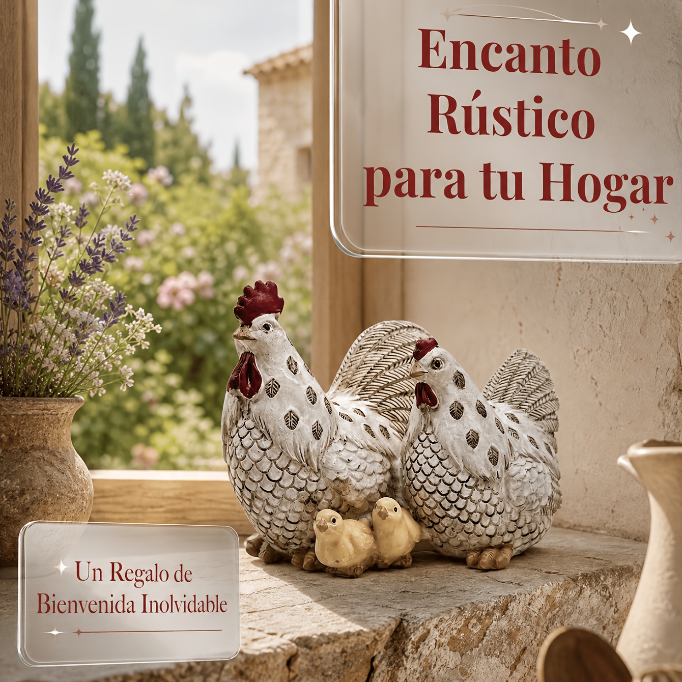 TEMU 1pc Vintage Hen And Chicks Statue - Resin Outdoor/ Chicken Figurine With Chicks, Farmhouse Garden Decor Suitable For Easter Gifts,