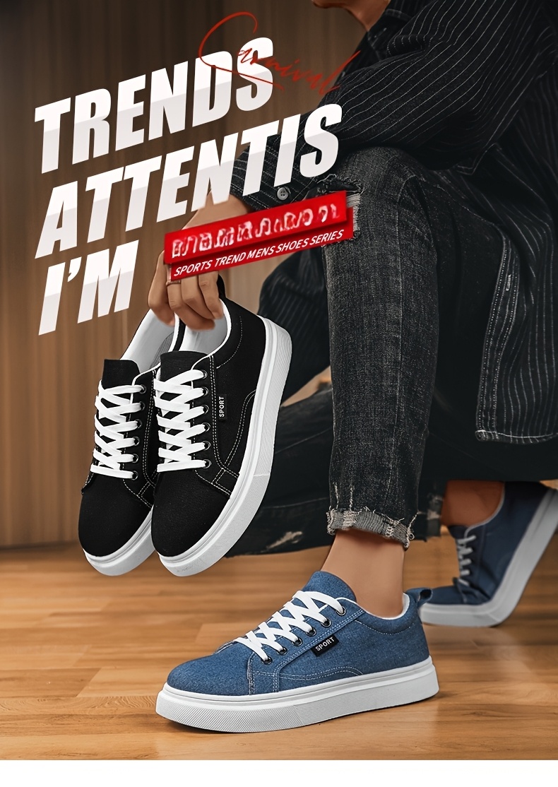Baskets en Toile Homme Style Skateboard Chaussures en toile pour hommes, chaussures décontractées pour étudiants, chaussures de skateboard tendance, baskets athlétiques polyvalentes